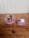 2 PANIERS AU CROCHET (rose/violine)
