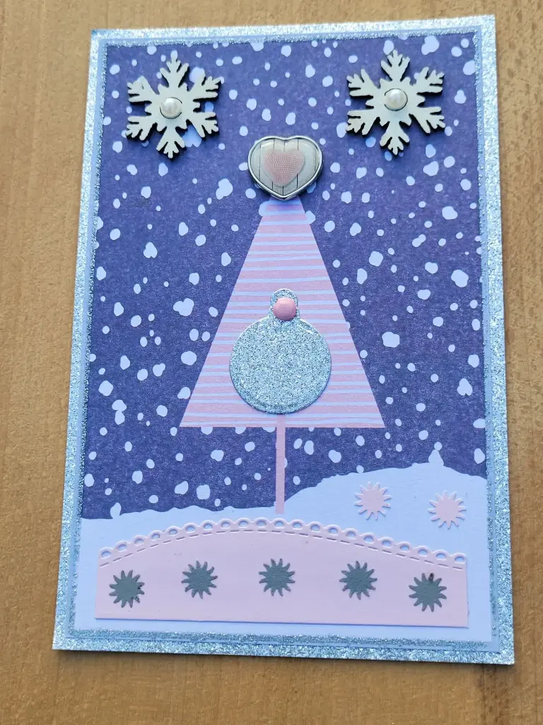 CARTE sapin et flocons + ENVELOPPE