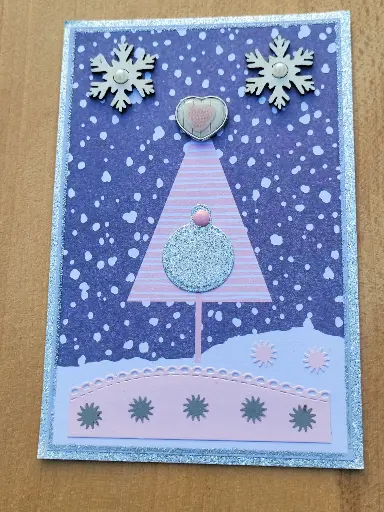 CARTE sapin et flocons + ENVELOPPE