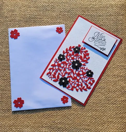 CARTE "Mon amour" + ENVELOPPE